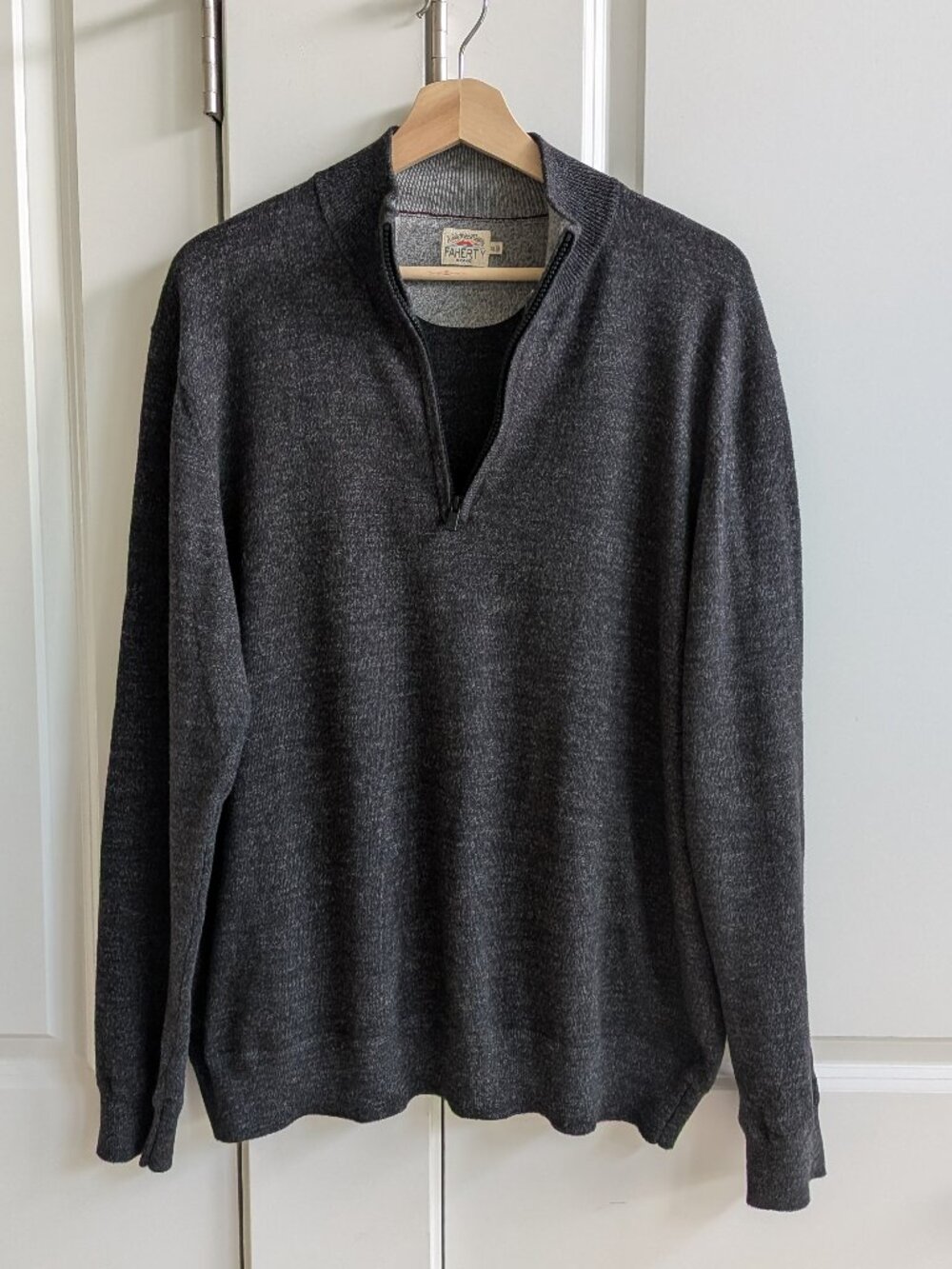 Faherty Sweater Men XL Gray 1/4 Zip Mock Neck Soft Cotton Cashmere Knit Pullover